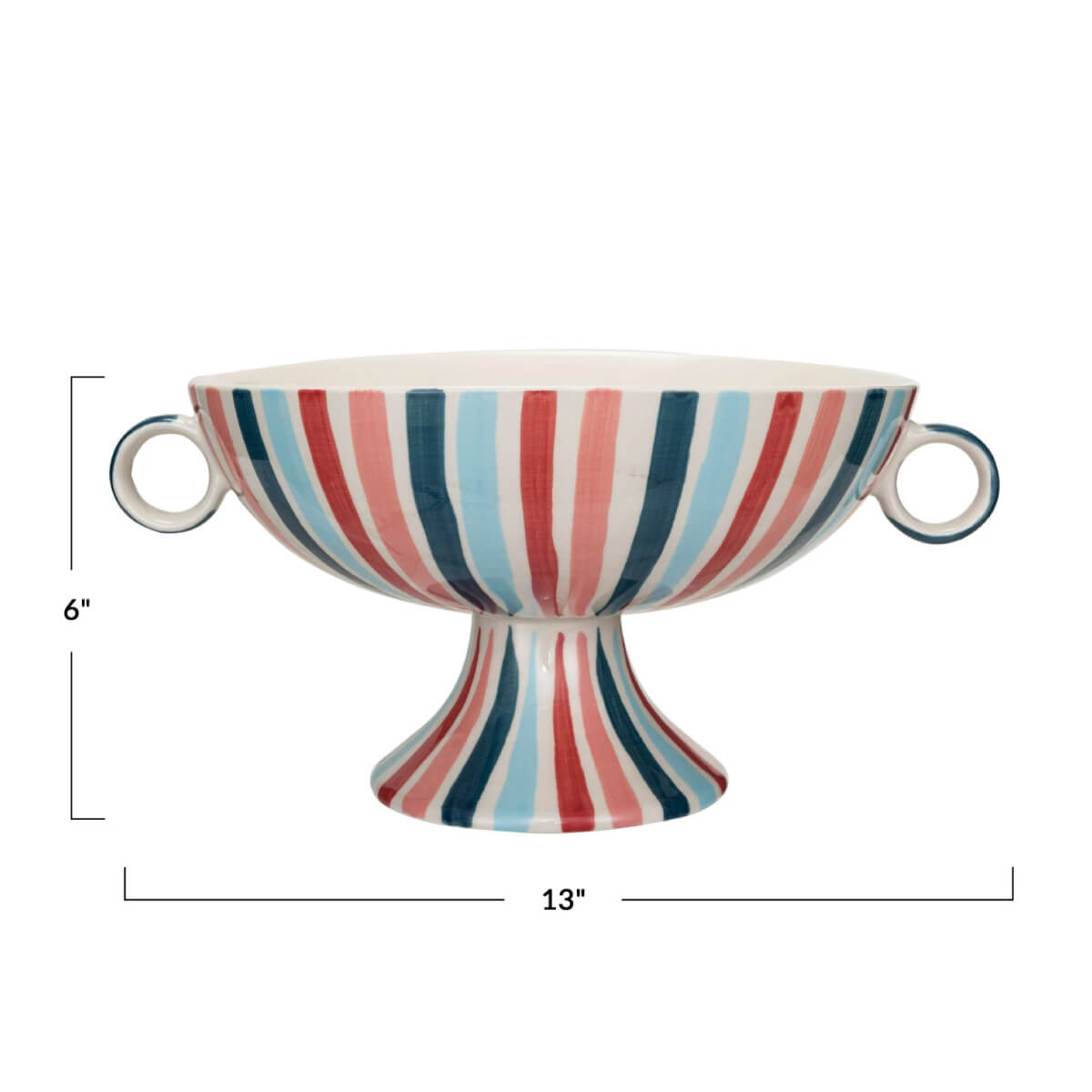 Hand-Painted Striped Stoneware Footed Bowl with Handles front pink | MILK MONEY milkmoney.co | Home decor online, Modern home decor, Luxury home furnishings, Best home decor, Home accessories for sale, Living room furniture sets, Kitchen decor ideas, Wall art for home, Bathroom accessories, Vintage home decor, Minimalist home decor