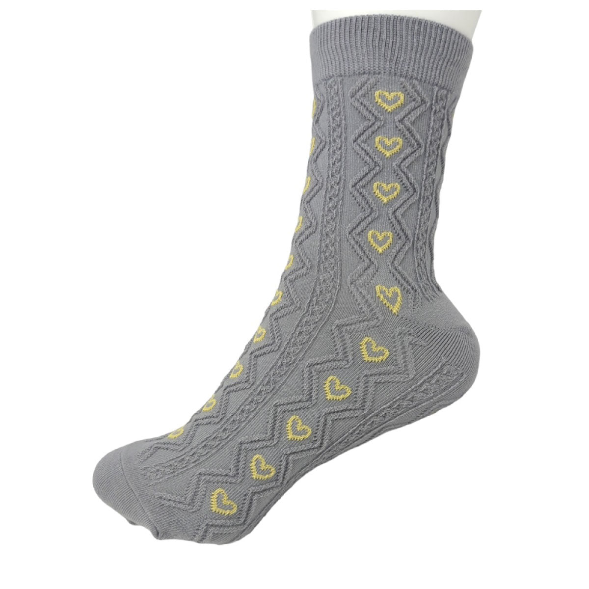 Heart Diamond Knit Half Crew Socks