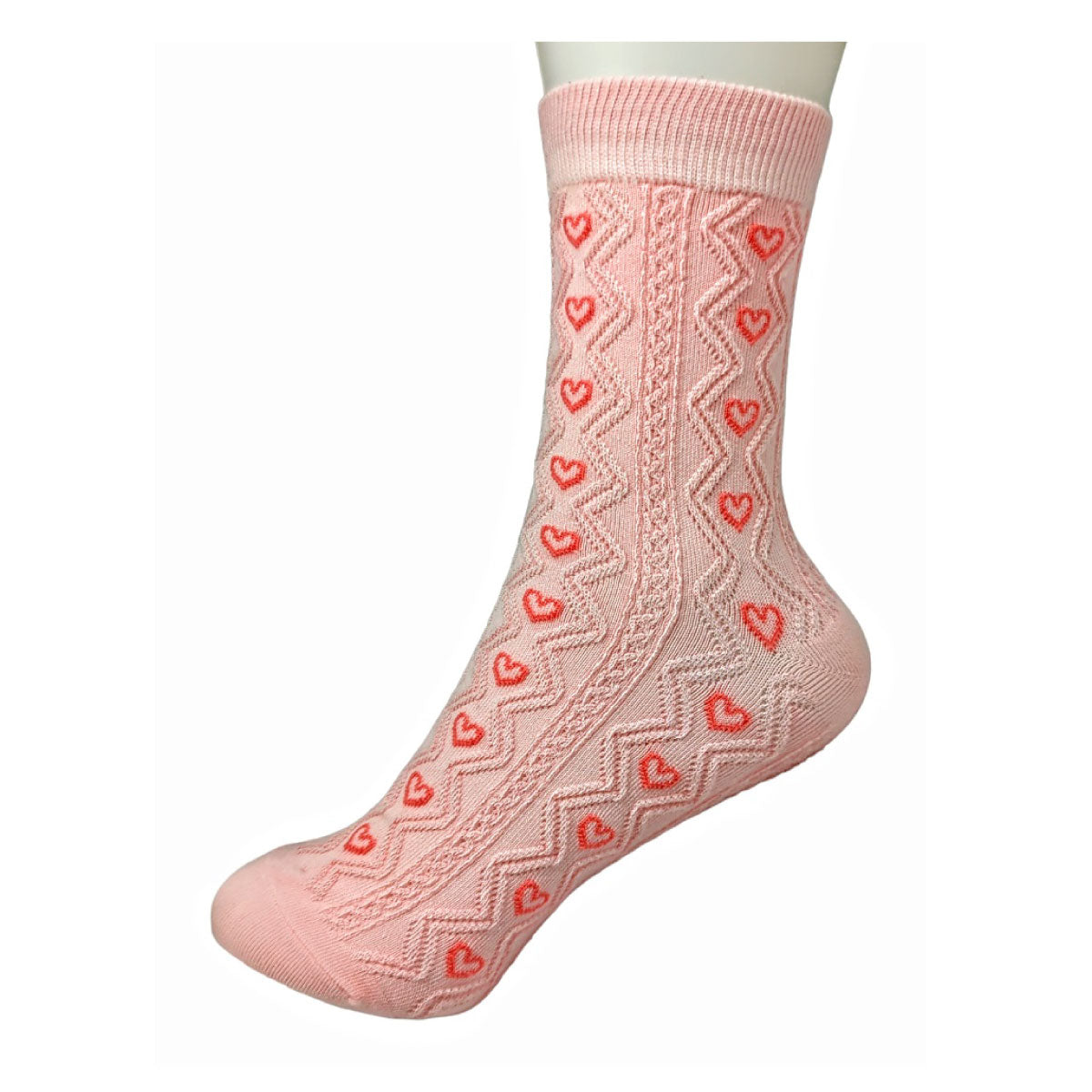 Heart Diamond Knit Half Crew Socks