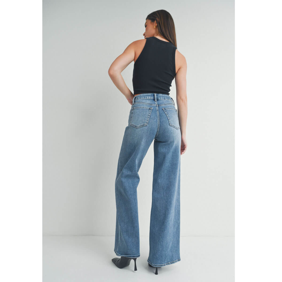 High Rise Palazzo Wide-Leg Jeans