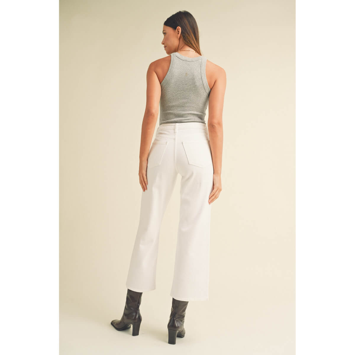 High-Rise Slim Fit Wide Leg Jeans