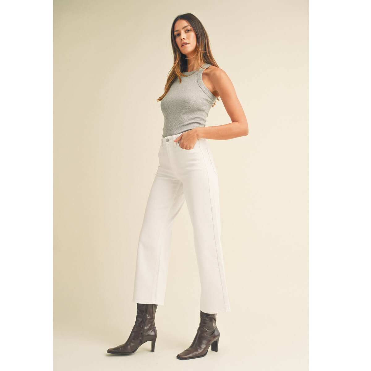 High-Rise Slim Fit Wide Leg Jeans