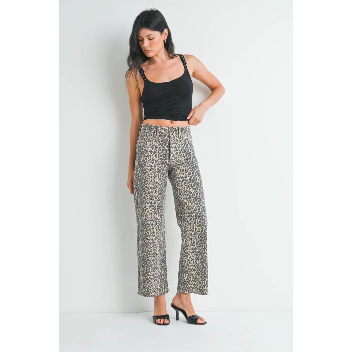 High Rise Vintage Leopard Print Straight Leg Jean front | MILK MONEY milkmoney.co | cute clothes for women. womens online clothing. trendy online clothing stores. womens casual clothing online. trendy clothes online. trendy women's clothing online. ladies online clothing stores. trendy women's clothing stores. cute female clothes.