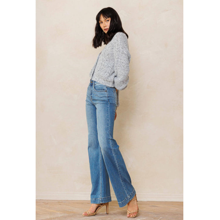 High Rise Wide Leg Palazzo Jeans blue side | MILK MONEY milkmoney.co | cute clothes for women. womens online clothing. trendy online clothing stores. womens casual clothing online. trendy clothes online. trendy women's clothing online. ladies online clothing stores. trendy women's clothing stores. cute female clothes.
