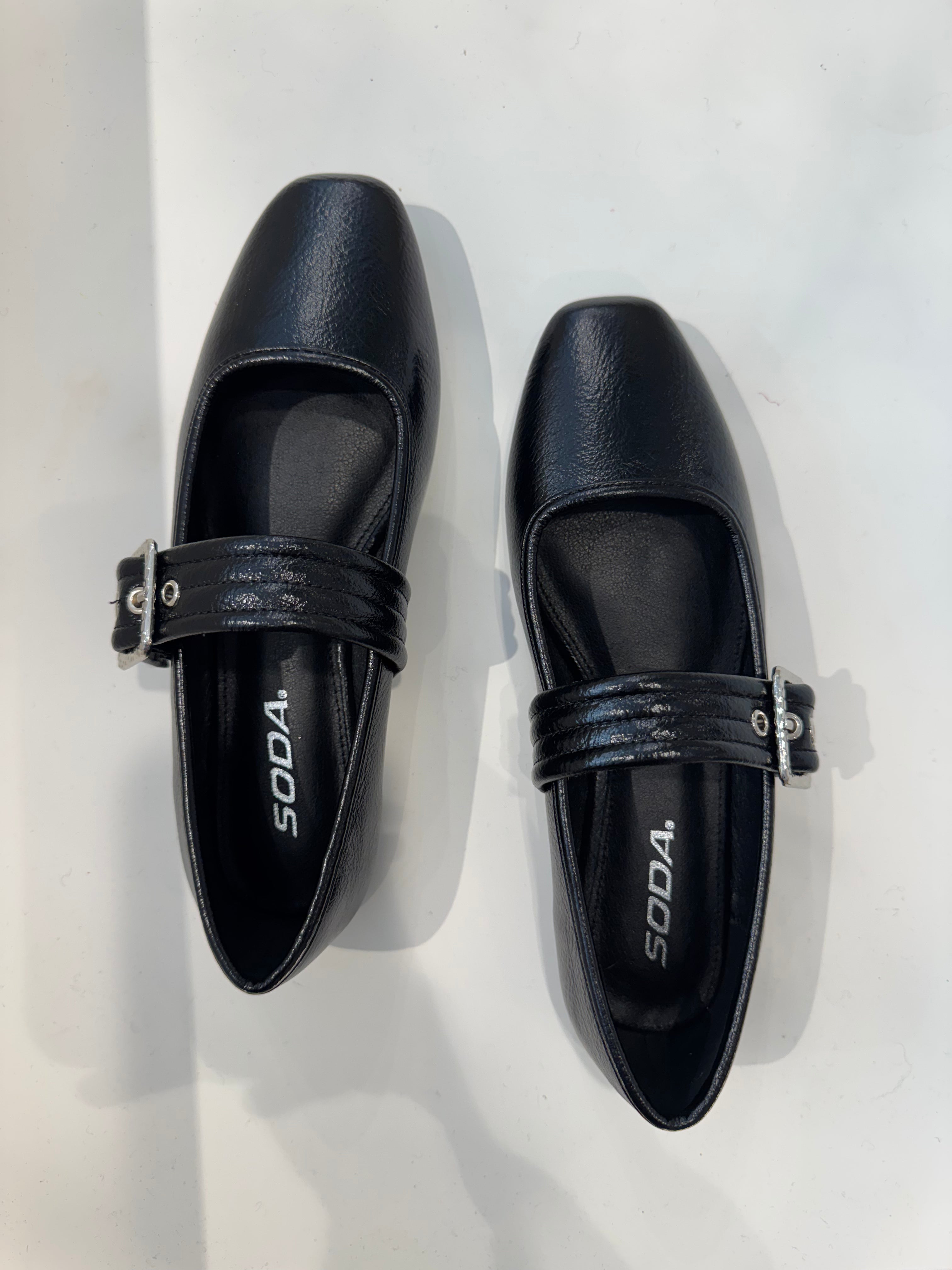 Padded Buckle Mary Jane Flats