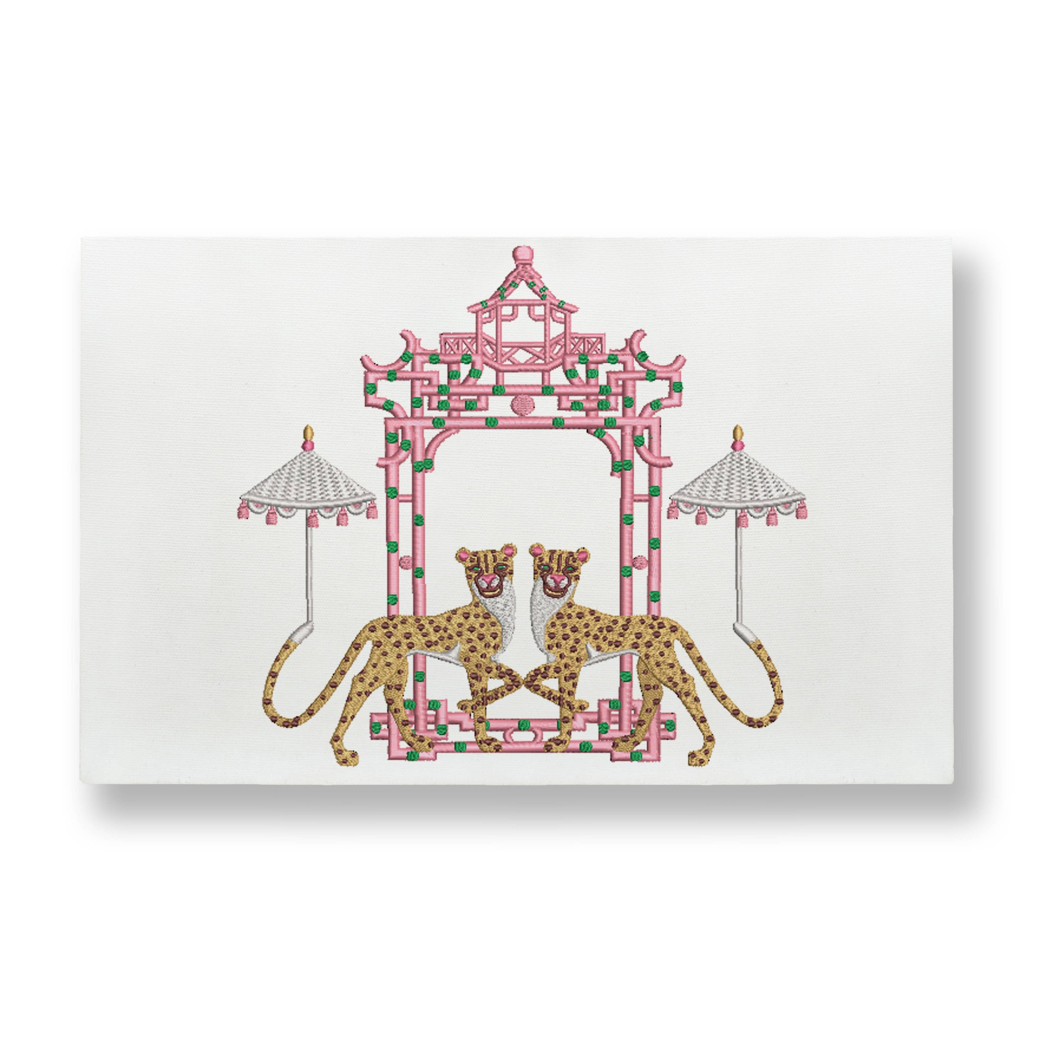 Illustrated Chinoiserie Cheetahs Wall Canvas front | MILK MONEY milkmoney.co | white elephant gift ideas, gift, mother's day gift ideas, white elephant gift, gift shops near me, cute home decor, mother's day gift, cute home accents, handmade in USA, elegant home decor