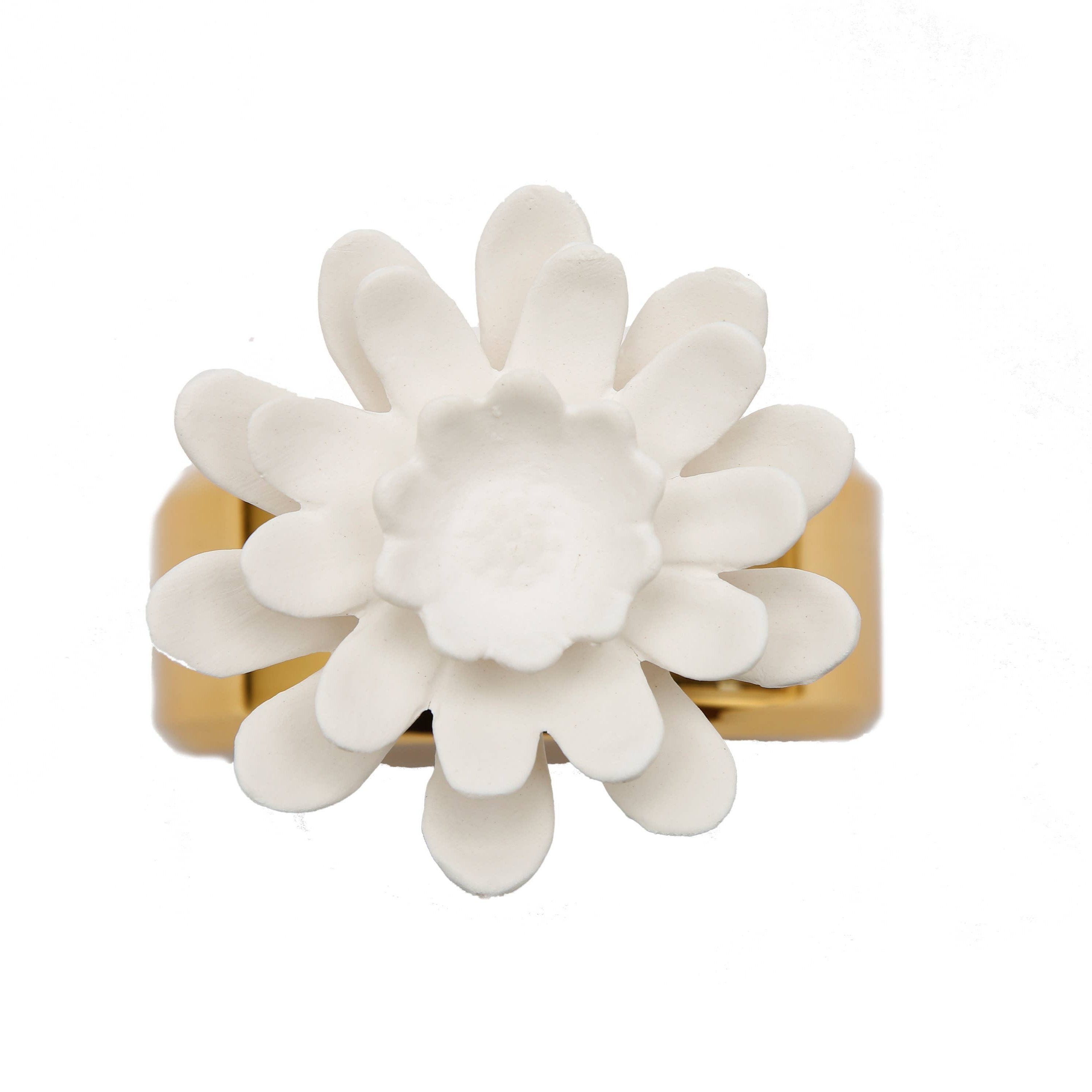 Iris & Rose Porcelain Flower Diffuser top gold | MILK MONEY milkmoney.co | white elephant gift ideas, gift, mother's day gift ideas, white elephant gift, gift shops near me, cute home decor, mother's day gift, cute home accents, handmade in USA, elegant home decor