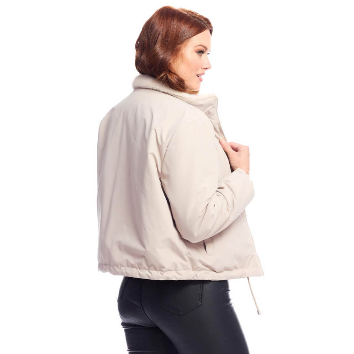 Ivory Insta Reversible Faux Fur Zip Jacket back | MILK MONEY milkmoney.co | cute jackets for women. cute coats. cool jackets for women. stylish jackets for women. trendy jackets for women. trendy womens coats.