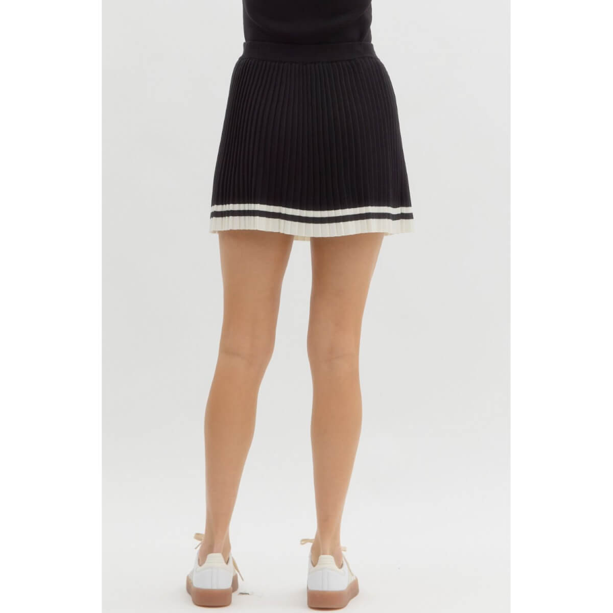 Knit Pleated Tennis Skort black back | MILK MONEY milkmoney.co | cute clothes for women. womens online clothing. trendy online clothing stores. womens casual clothing online. trendy clothes online. trendy women's clothing online. ladies online clothing stores. trendy women's clothing stores. cute female clothes.