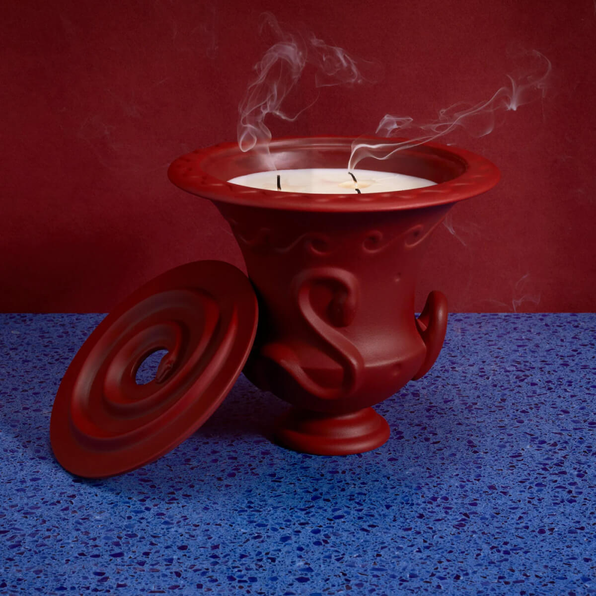 L'Objet Hydra Candle Veti-Vert - 3 Wick red front | MILK MONEY milkmoney.co | soy wax candles, small candles. natural candles, organic candles, scented soy candles, concrete candle, hand poured candles, hand poured soy candles, cement candle, hand poured soy wax candles, scented hand poured candles, hand poured scented candles