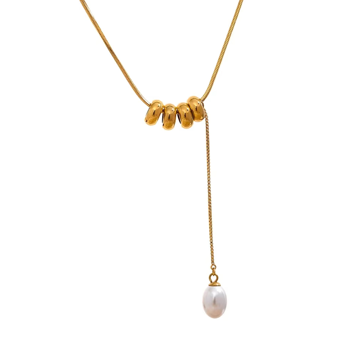 Lariat Pearl Snake Chain Necklace gold front | MILK MONEY milkmoney.co | cute necklaces. pretty necklaces. trendy necklaces.
cute simple necklaces. cute gold necklace. cute cheap necklaces. cute necklaces for women. trendy layered necklaces. casual necklace. cute trendy necklaces