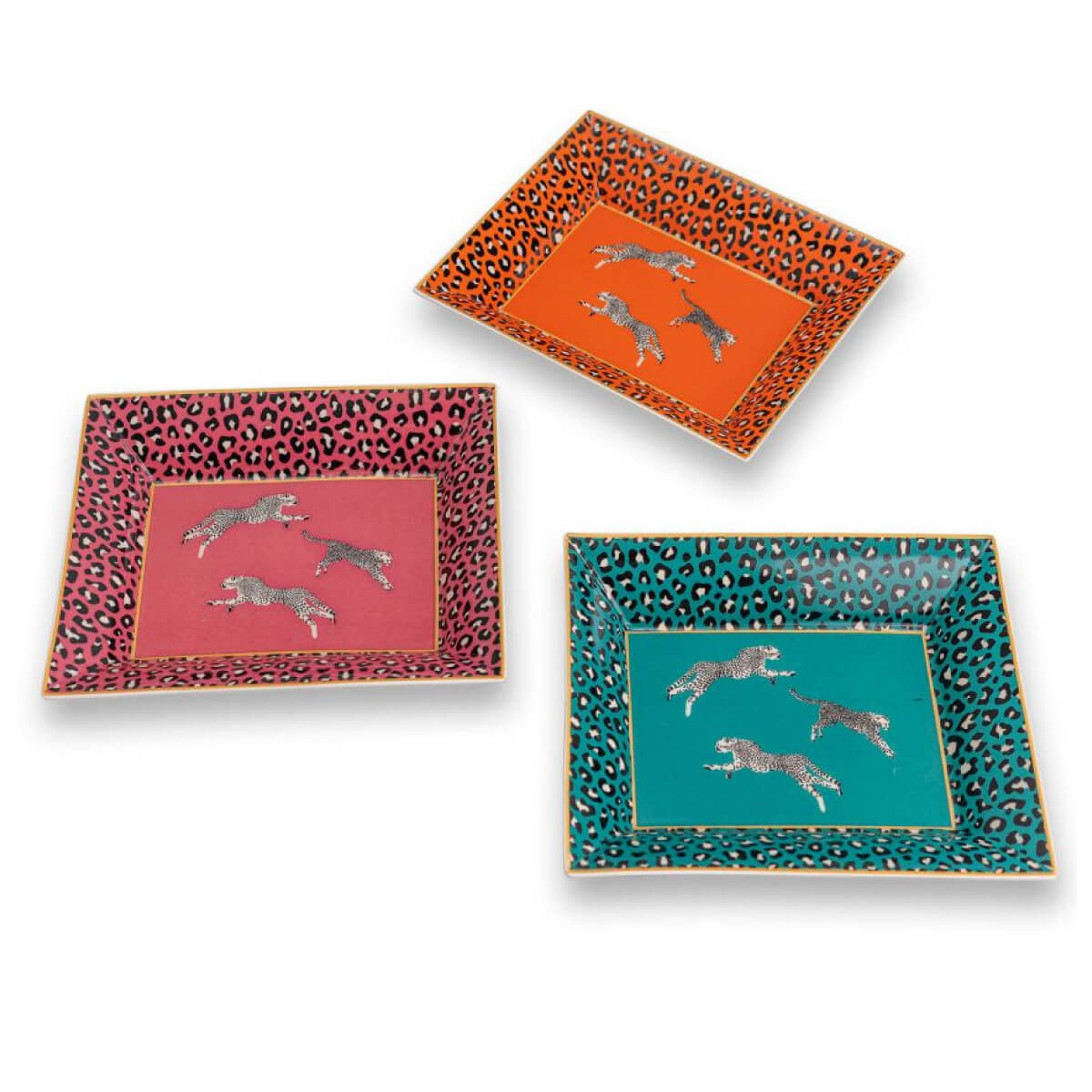 Scalamandré Leaping Cheetah Set of 3 Plates