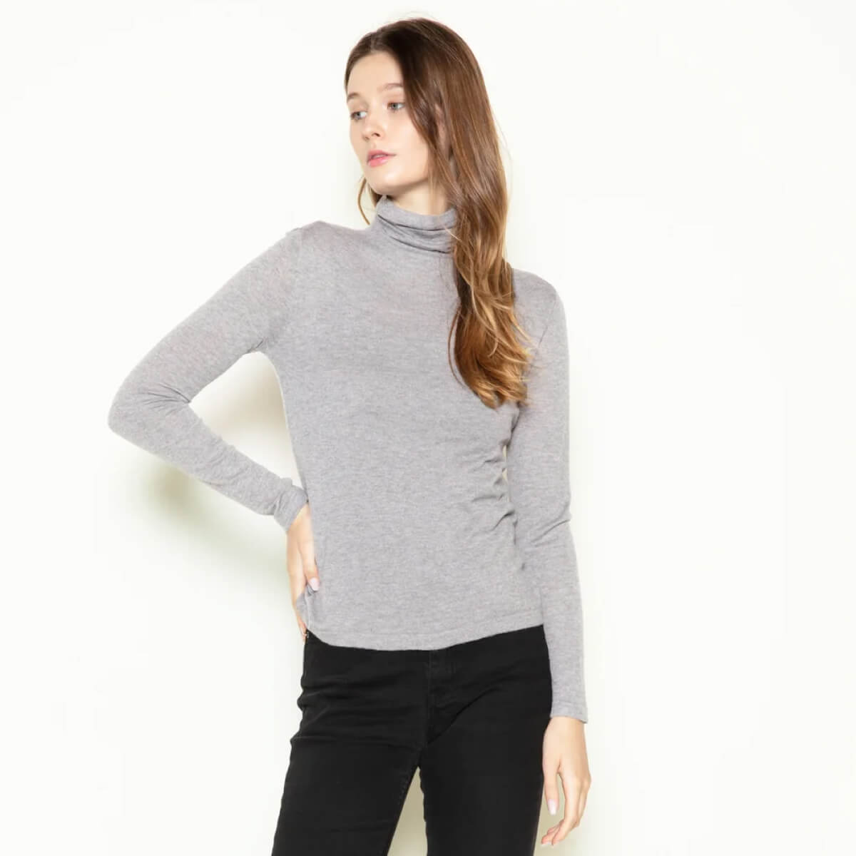 Lightweight Turtle Neck Sweater stone front | MILK MONEY milkmoney.co | cute clothes for women. womens online clothing. trendy online clothing stores. womens casual clothing online. trendy clothes online. trendy women's clothing online. ladies online clothing stores. trendy women's clothing stores. cute female clothes.