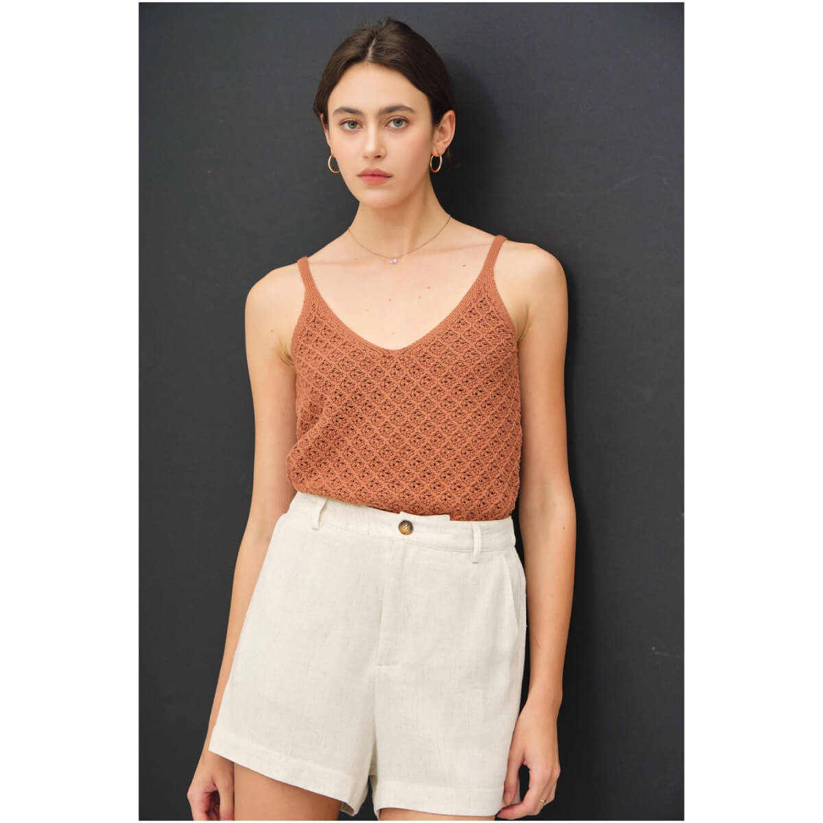 Linen Shorts ivory front | MILK MONEY milkmoney.co | cute clothes for women. womens online clothing. trendy online clothing stores. womens casual clothing online. trendy clothes online. trendy women's clothing online. ladies online clothing stores. trendy women's clothing stores. cute female clothes.