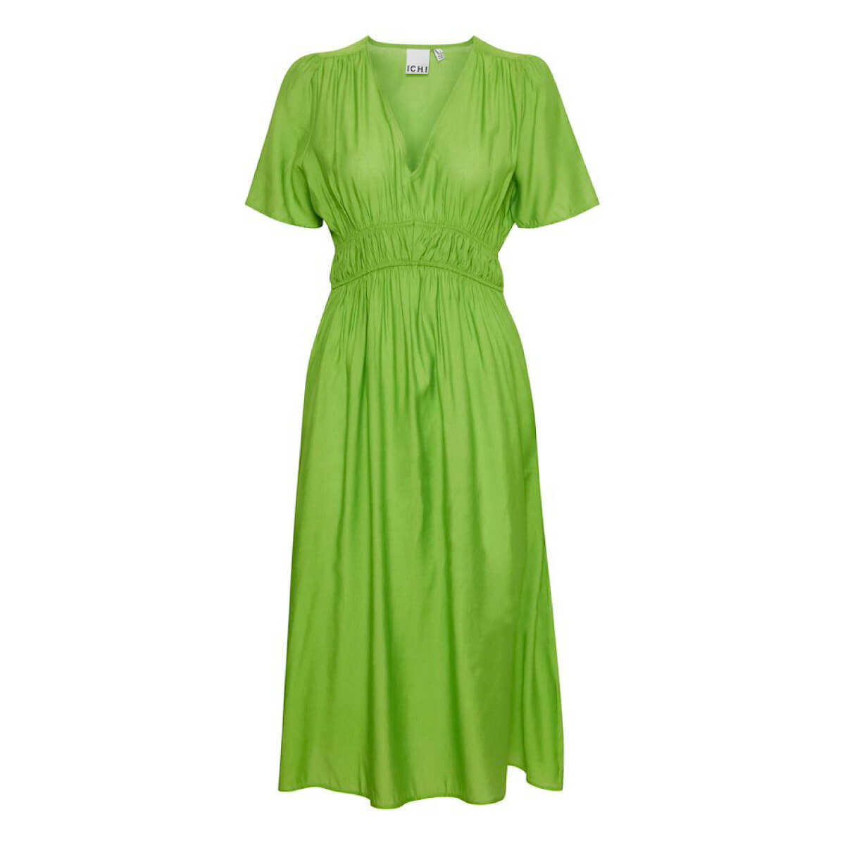 Linen V-Neck Midi Dress