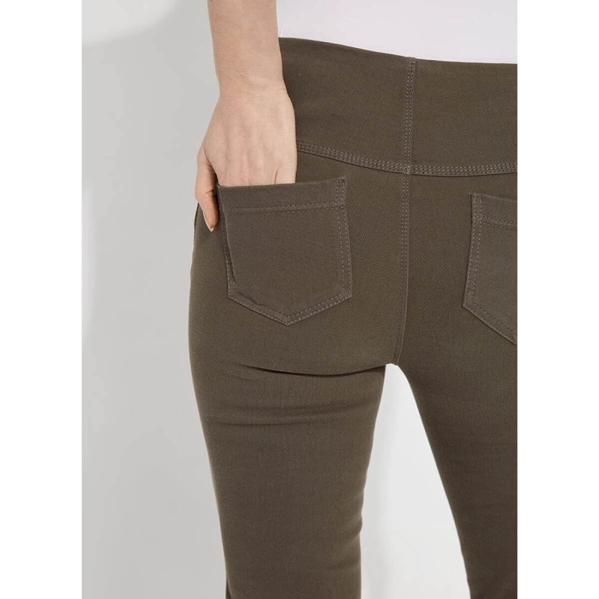 Lysse Boyfriend Denim Pant pewter green back | MILK MONEY milkmoney.co | cute pants for women. cute trendy pants.