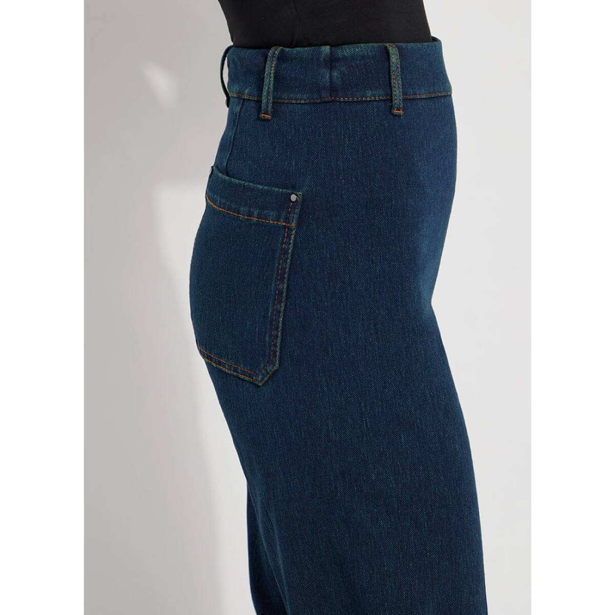 Lysse Erin Wide Leg Denim Pants blue detail | MILK MONEY milkmoney.co | cute pants for women. cute trendy pants.
