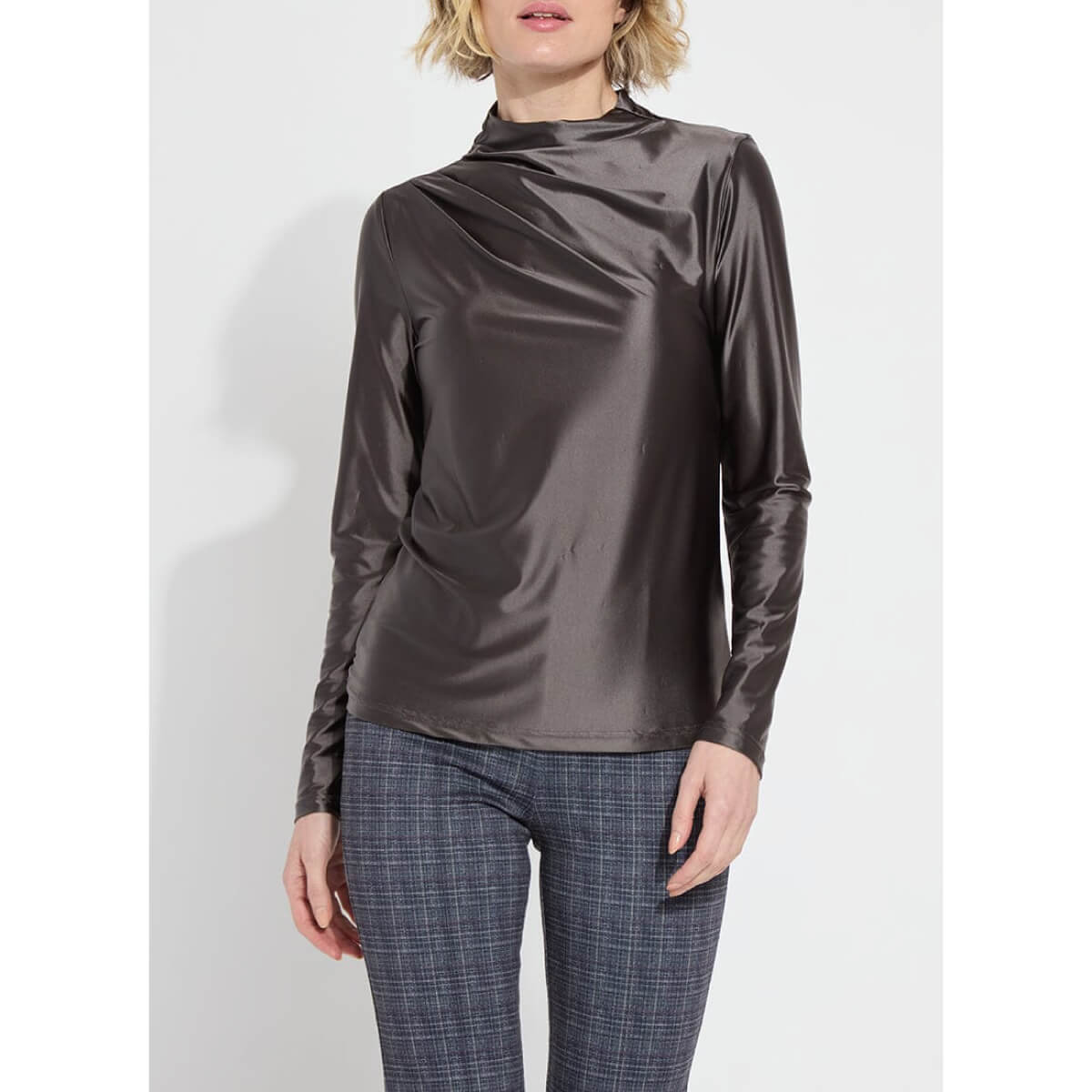 Lysse Shalom Satin Jersey ash gray front | MILK MONEY milkmoney.co | cute tops for women. trendy tops for women. cute blouses for women. stylish tops for women. pretty womens tops.