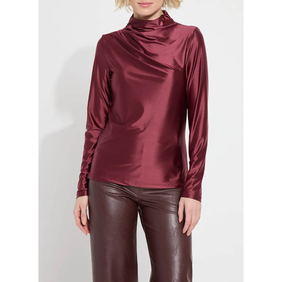 Lysse Shalom Satin Jersey maroon front | MILK MONEY milkmoney.co | cute tops for women. trendy tops for women. cute blouses for women. stylish tops for women. pretty womens tops.