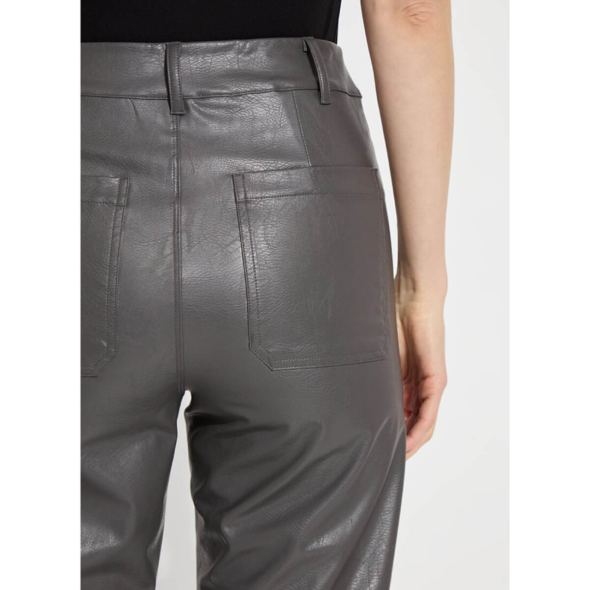 Lysse Vegan Leather Wide Leg Pant grey back | MILK MONEY milkmoney.co | cute clothes for women. womens online clothing. trendy online clothing stores. womens casual clothing online. trendy clothes online. trendy women's clothing online. ladies online clothing stores. trendy women's clothing stores. cute female clothes.