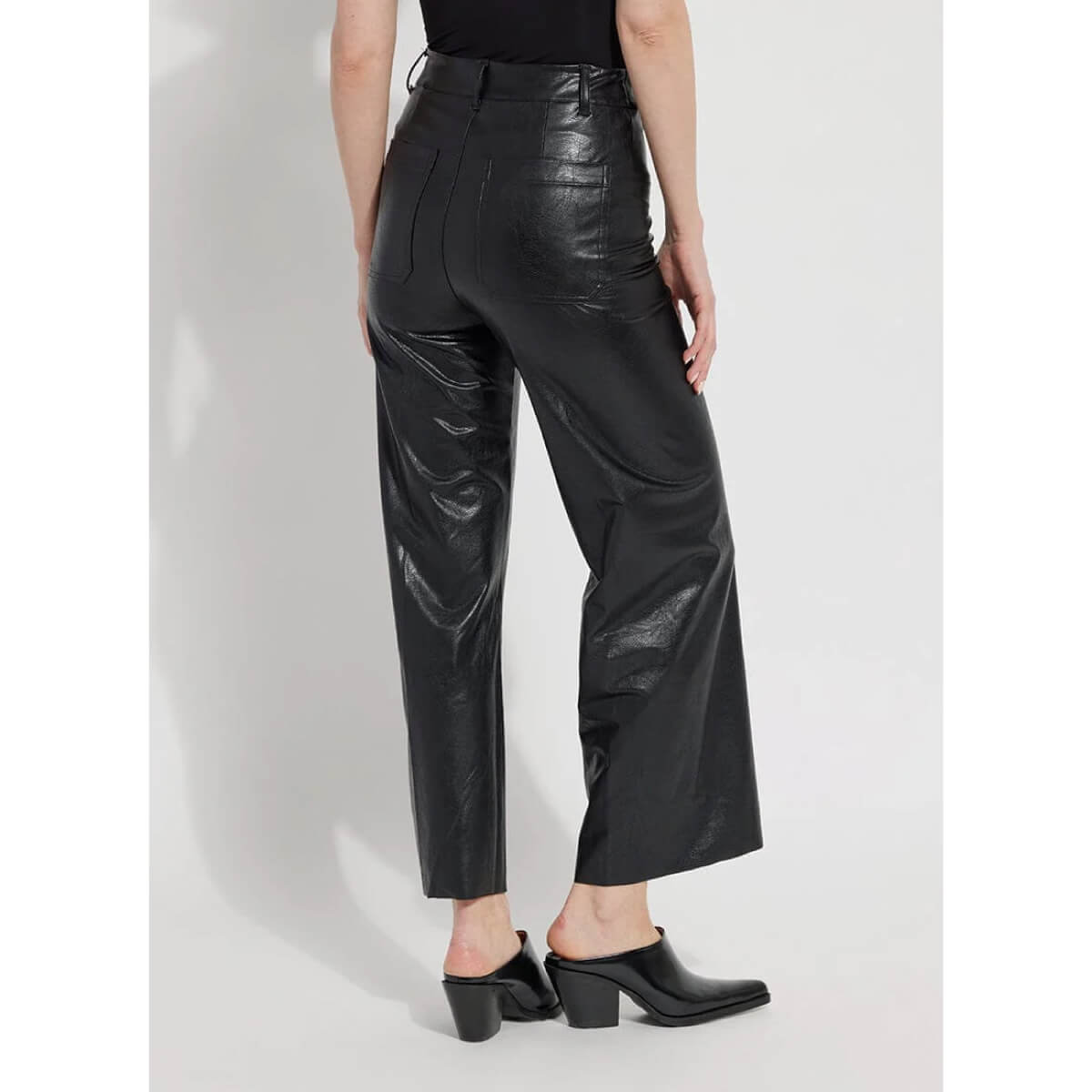 Lysse Vegan Leather Wide Leg Pant black back | MILK MONEY milkmoney.co | cute clothes for women. womens online clothing. trendy online clothing stores. womens casual clothing online. trendy clothes online. trendy women's clothing online. ladies online clothing stores. trendy women's clothing stores. cute female clothes.