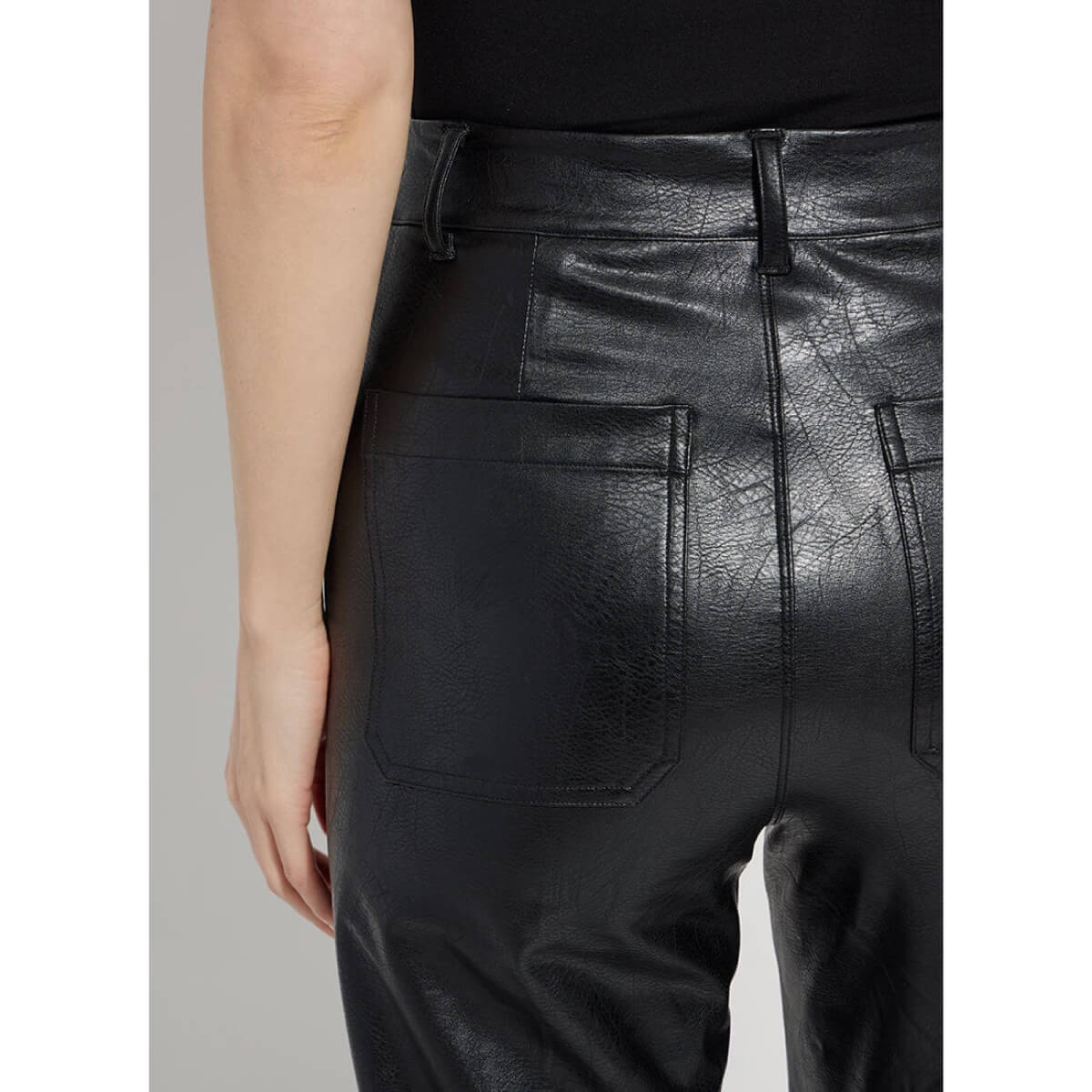 Lysse Vegan Leather Wide Leg Pant black back | MILK MONEY milkmoney.co | cute clothes for women. womens online clothing. trendy online clothing stores. womens casual clothing online. trendy clothes online. trendy women's clothing online. ladies online clothing stores. trendy women's clothing stores. cute female clothes.