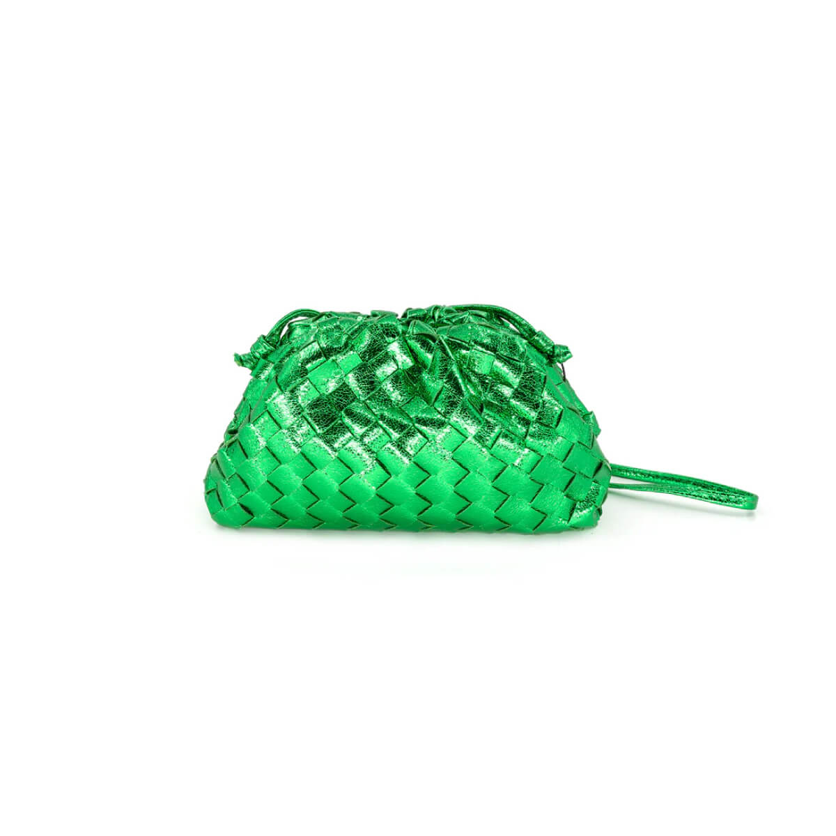 Metallic Braided Faux Leather Clutch Bag green front | MILK MONEY milkmoney.co | women's accessories. cute accessories. trendy accessories. cute accessories for girls. ladies accessories. women's fashion accessories.