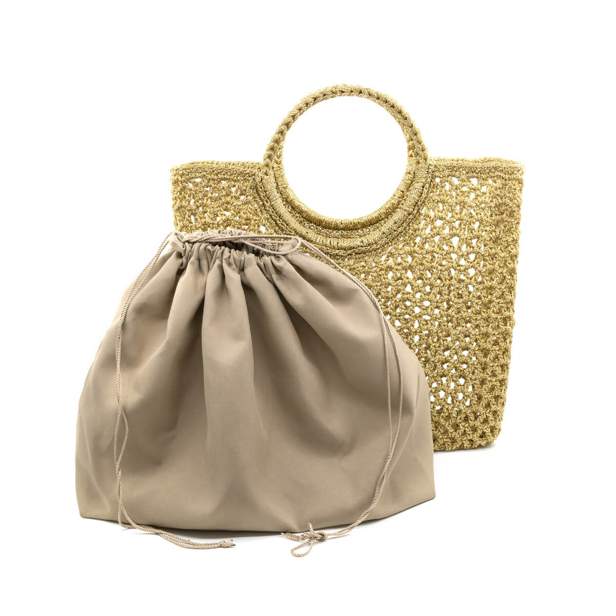 Metallic Structured Crochet Tote Bag gold front | MILK MONEY milkmoney.co | women's accessories. cute accessories. trendy accessories. cute accessories for girls. ladies accessories. women's fashion accessories.