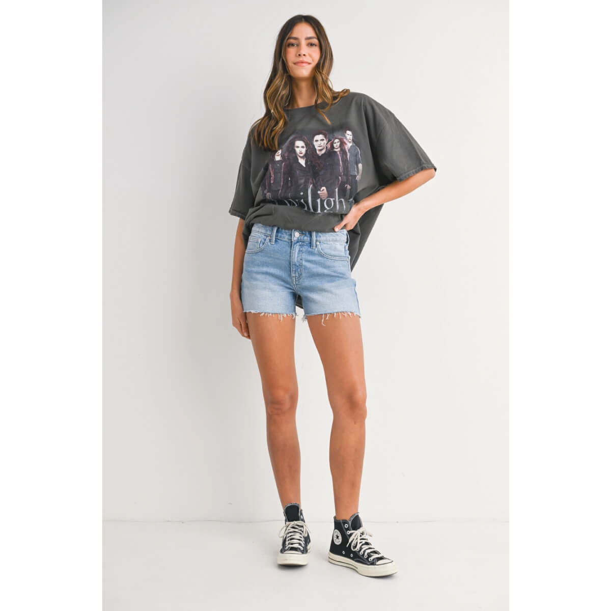 Mid Rise Cut Off Jean Shorts lite blue front | MILK MONEY milkmoney.co | cute clothes for women. womens online clothing. trendy online clothing stores. womens casual clothing online. trendy clothes online. trendy women's clothing online. ladies online clothing stores. trendy women's clothing stores. cute female clothes.