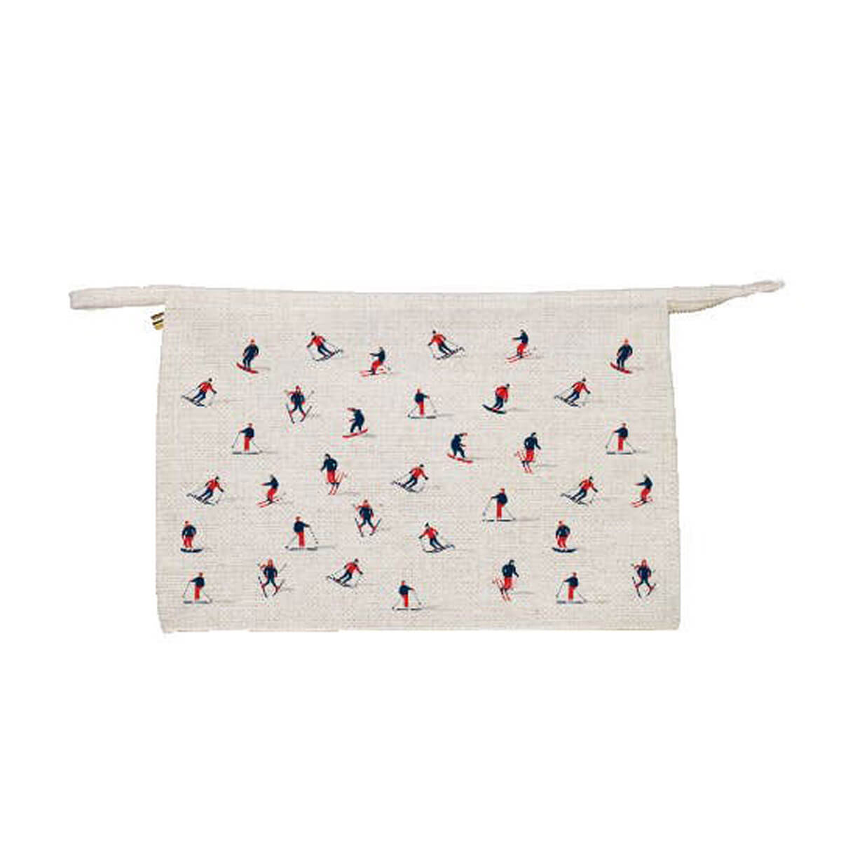 Mini Skiers Linen Jumbo Zipper Pouch
