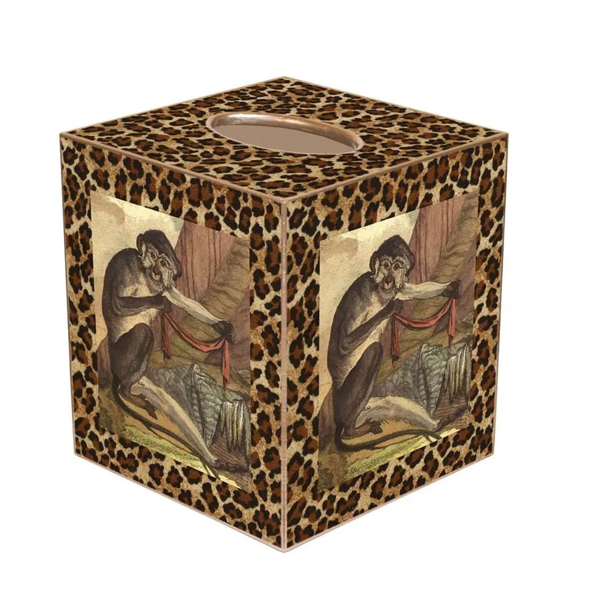 Monkeys with Leopard Print Paper Mache Tissue Box Cover brown | MILK MONEY milkmoney.co | Home decor online, Modern home decor, Luxury home furnishings, Best home decor, Home accessories for sale, Living room furniture sets, Kitchen decor ideas, Wall art for home, Bathroom accessories, Vintage home decor, Minimalist home decor