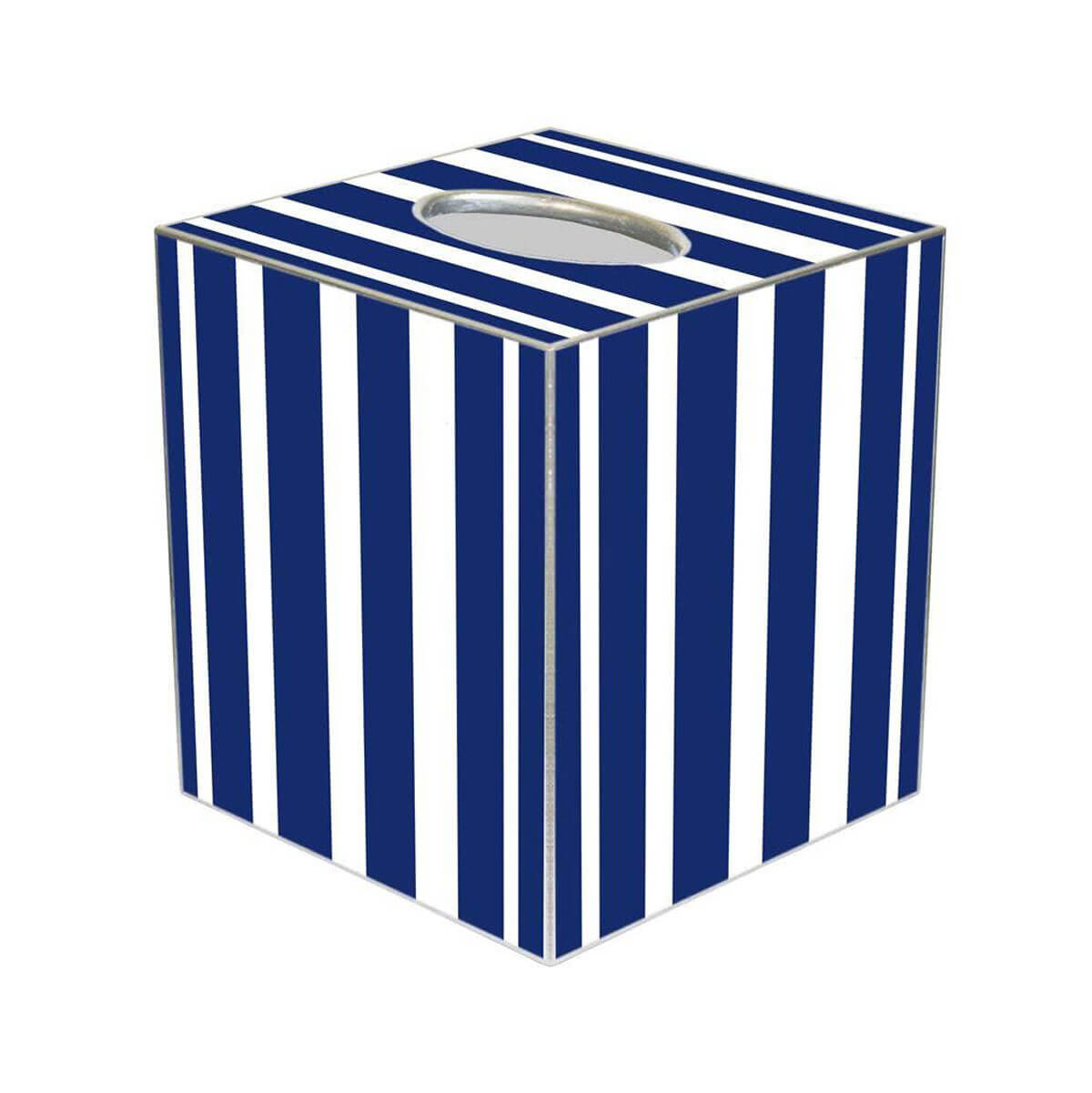 Navy Stripe Paper Mache Tissue Box Cover front | MILK MONEY milkmoney.co | Home decor online, Modern home decor, Luxury home furnishings, Best home decor, Home accessories for sale, Living room furniture sets, Kitchen decor ideas, Wall art for home, Bathroom accessories, Vintage home decor, Minimalist home decor