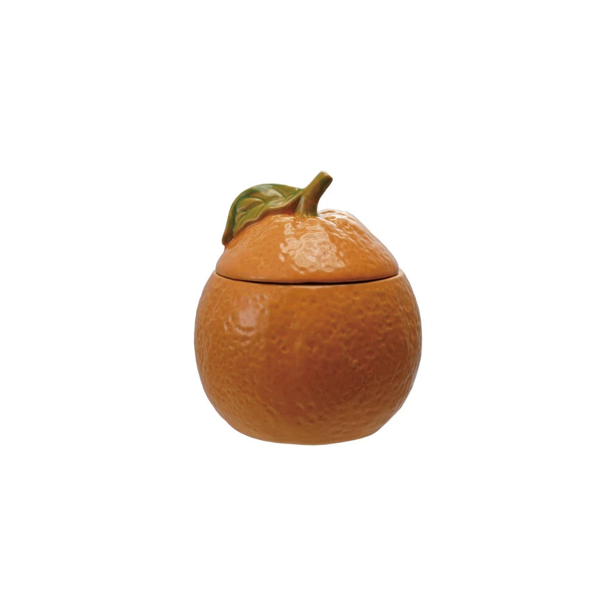 Orange Shaped Stoneware Jar with Lid orange front | MILK MONEY milkmoney.co | Home decor online, Modern home decor, Luxury home furnishings, Best home decor, Home accessories for sale, Living room furniture sets, Kitchen decor ideas, Wall art for home, Bathroom accessories, Vintage home decor, Minimalist home decor