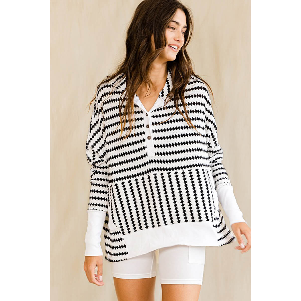 Oversized Stripe Button Up Hoodie white front | MILK MONEY milkmoney.co | cute clothes for women. womens online clothing. trendy online clothing stores. womens casual clothing online. trendy clothes online. trendy women's clothing online. ladies online clothing stores. trendy women's clothing stores. cute female clothes.