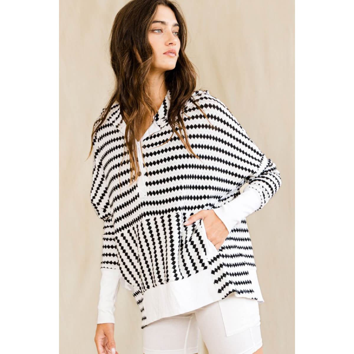 Oversized Stripe Button Up Hoodie white front | MILK MONEY milkmoney.co | cute clothes for women. womens online clothing. trendy online clothing stores. womens casual clothing online. trendy clothes online. trendy women's clothing online. ladies online clothing stores. trendy women's clothing stores. cute female clothes.