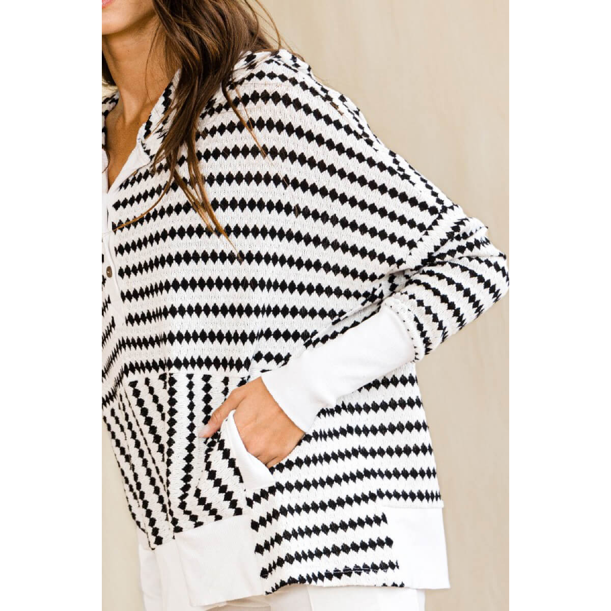 Oversized Stripe Button Up Hoodie white front | MILK MONEY milkmoney.co | cute clothes for women. womens online clothing. trendy online clothing stores. womens casual clothing online. trendy clothes online. trendy women's clothing online. ladies online clothing stores. trendy women's clothing stores. cute female clothes.