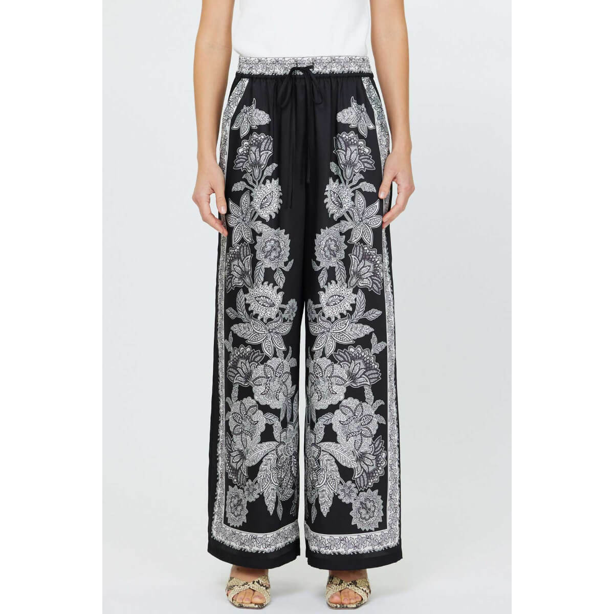 Paisley Floral Printed Wide Leg Pants