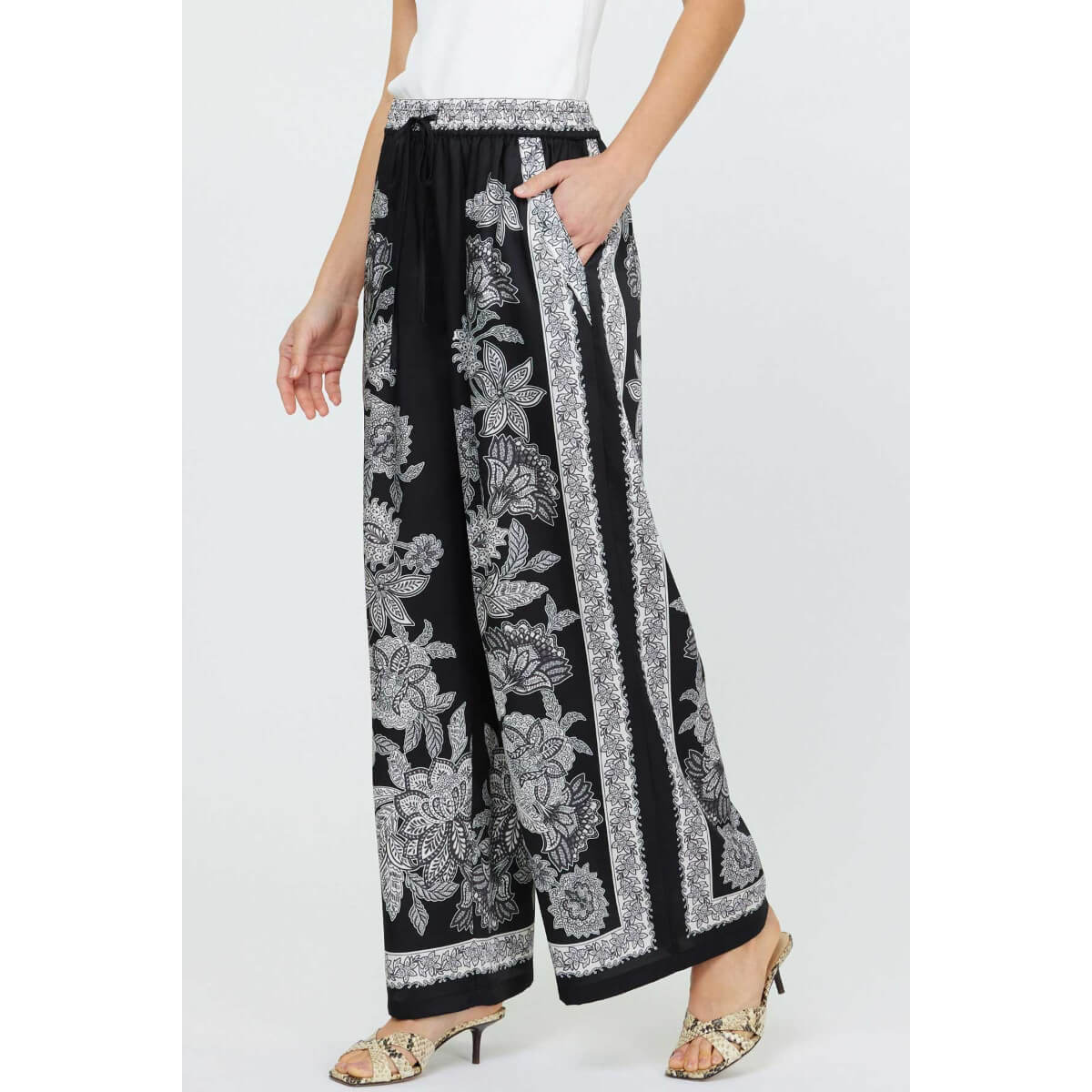 Paisley Floral Printed Wide Leg Pants