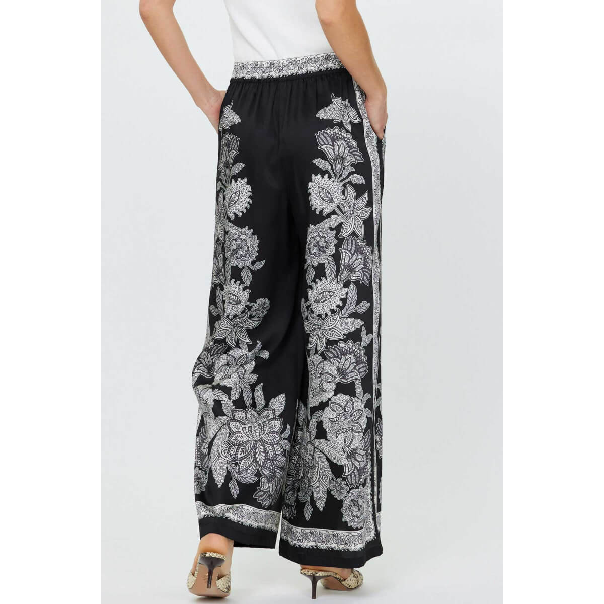 Paisley Floral Printed Wide Leg Pants