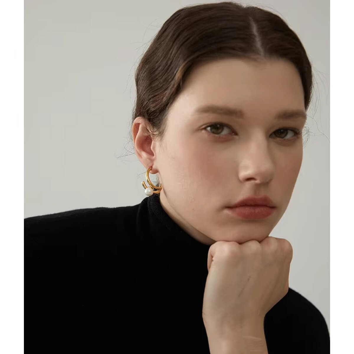 Pearl Deconstructed Hoop Earring gold front | MILK MONEY milkmoney.co | cute earring sets. cute dangle earrings. cute hoop earrings. cute cheap earrings. cute cheap earrings. cute small earrings. fun dangle earrings. trendy dangle earrings. affordable earrings. trendy dangle earrings. cute drop earrings. cute trendy earrings.