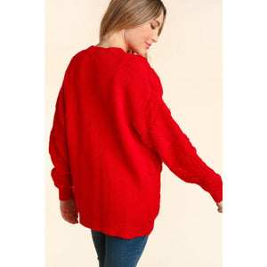 Pearl Holiday Tree Oversized Sweater red back  | MILK MONEY milkmoney.co | cute tops for women. trendy tops for women. cute blouses for women. stylish tops for women. pretty womens tops.