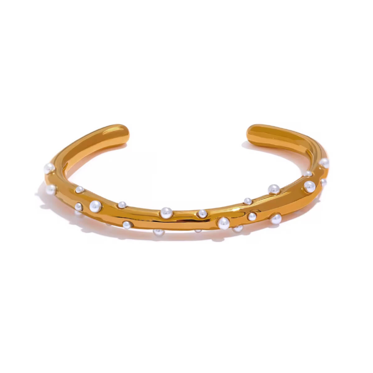 Pearl Studded Cuff Bracelet gold front | MILK MONEY milkmoney.co | cute bracelets. cool bracelets. beach bracelets. bracelet packs. cute cheap bracelets. cute simple bracelets. cute bracelets with beads. cute women's bracelets.