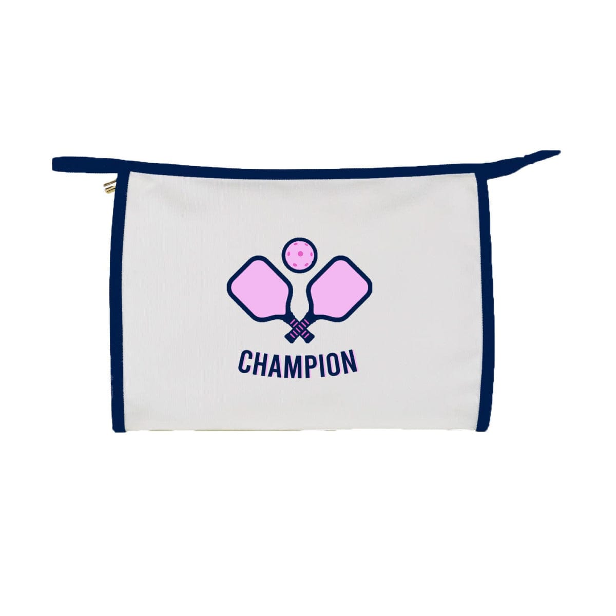 Pickleball Champion Jumbo Zipper Pouch white front | MILK MONEY milkmoney.co | women's accessories. cute accessories. trendy accessories. cute accessories for girls. ladies accessories. women's fashion accessories.