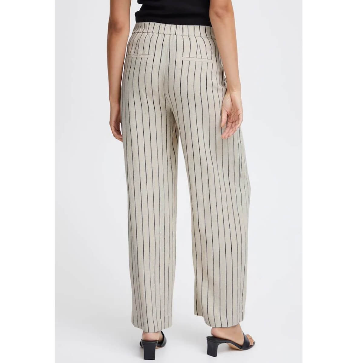 Pinstriped Wide Leg Linen Pants back | MILK MONEY milkmoney.co | cute pants for women. cute trendy pants.