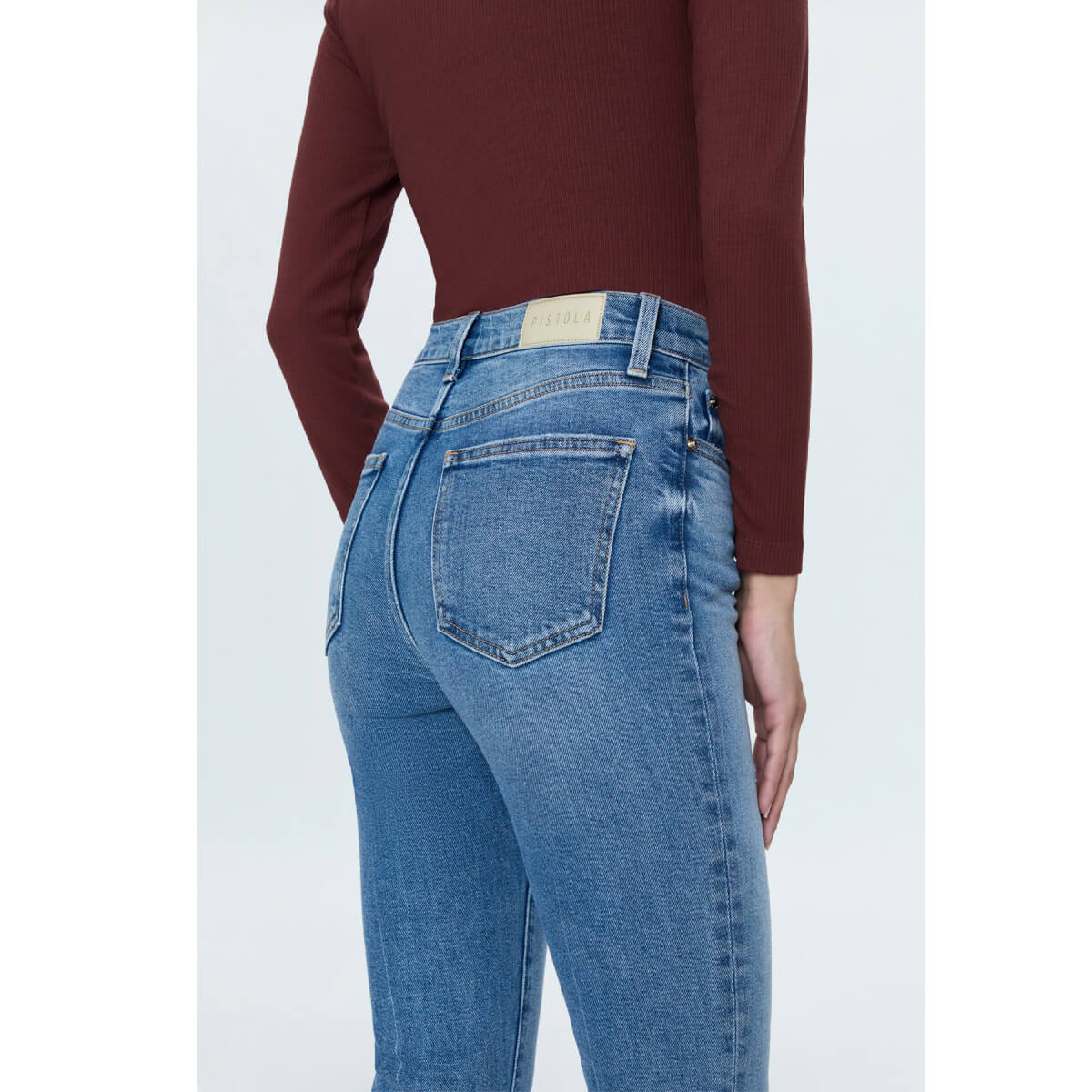 Pistola Lennon High Rise Boot Jean blue back | MILK MONEY milkmoney.co | cute clothes for women. womens online clothing. trendy online clothing stores. womens casual clothing online. trendy clothes online. trendy women's clothing online. ladies online clothing stores. trendy women's clothing stores. cute female clothes.