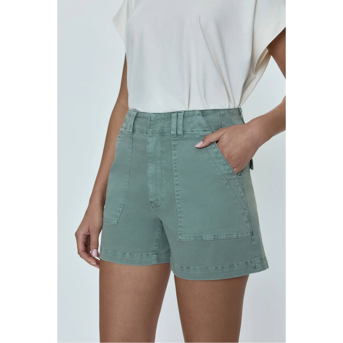 Pistola Marissa High Rise Utility Short green front | MILK MONEY milkmoney.co | cute clothes for women. womens online clothing. trendy online clothing stores. womens casual clothing online. trendy clothes online. trendy women's clothing online. ladies online clothing stores. trendy women's clothing stores. cute female clothes.