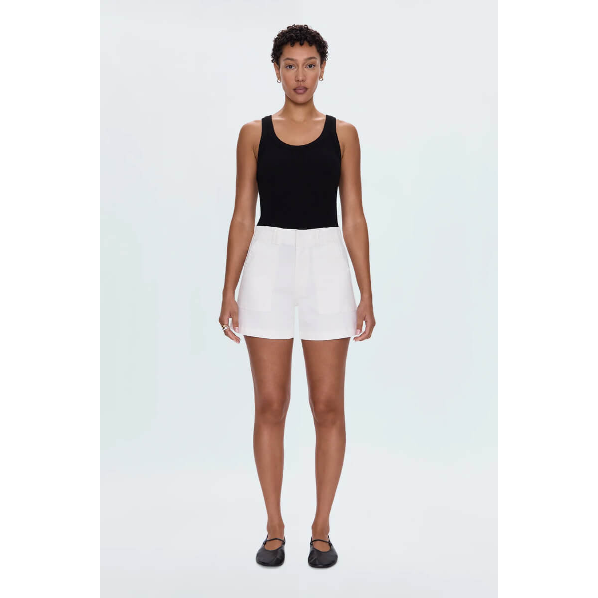 Pistola Marissa High Rise Utility Short white front | MILK MONEY milkmoney.co | cute clothes for women. womens online clothing. trendy online clothing stores. womens casual clothing online. trendy clothes online. trendy women's clothing online. ladies online clothing stores. trendy women's clothing stores. cute female clothes.