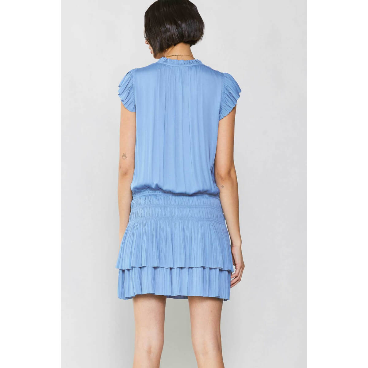 Pleated Skirt Mini Dress blue back | MILK MONEY milkmoney.co | cute clothes for women. womens online clothing. trendy online clothing stores. womens casual clothing online. trendy clothes online. trendy women's clothing online. ladies online clothing stores. trendy women's clothing stores. cute female clothes.