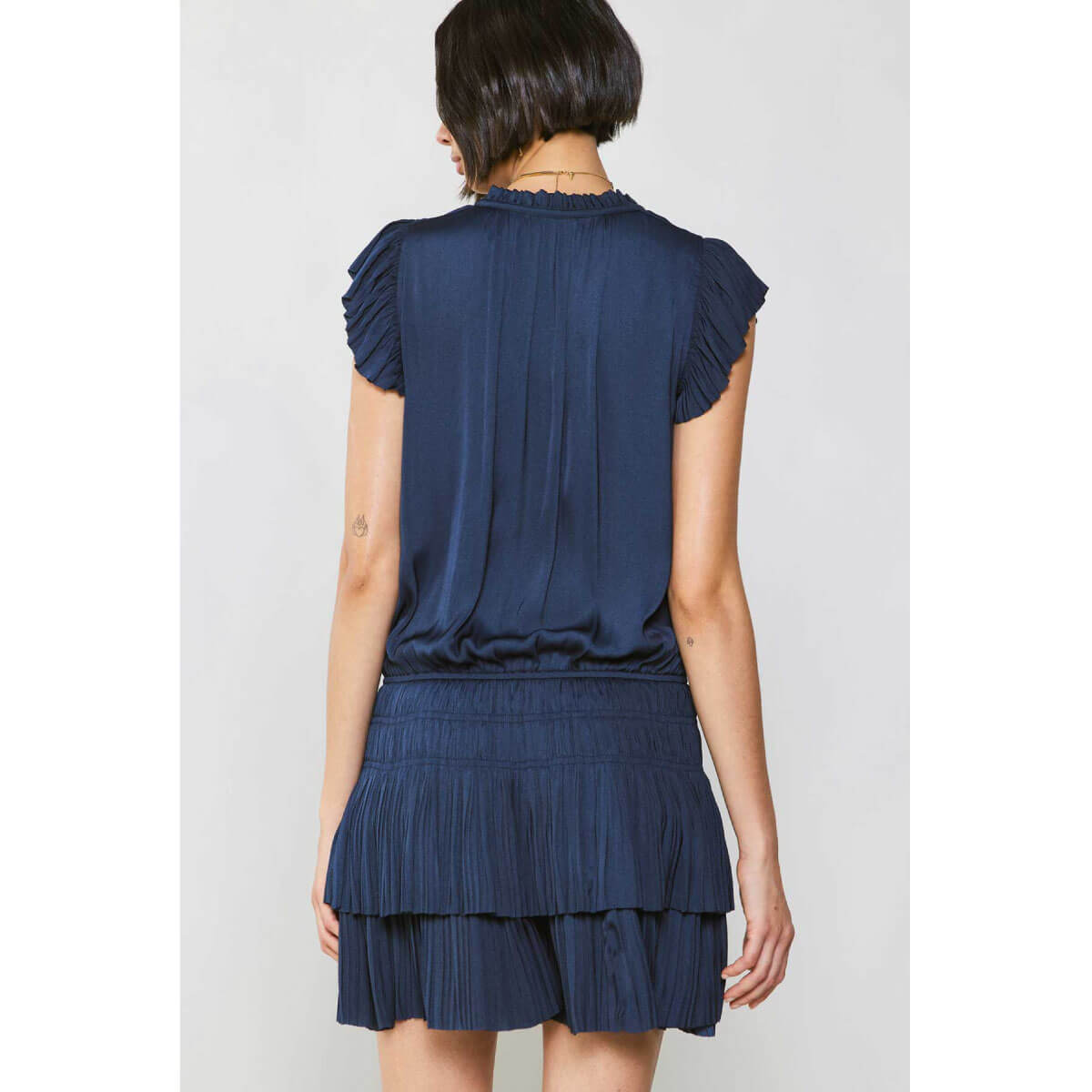 Pleated Skirt Mini Dress navy back | MILK MONEY milkmoney.co | cute clothes for women. womens online clothing. trendy online clothing stores. womens casual clothing online. trendy clothes online. trendy women's clothing online. ladies online clothing stores. trendy women's clothing stores. cute female clothes