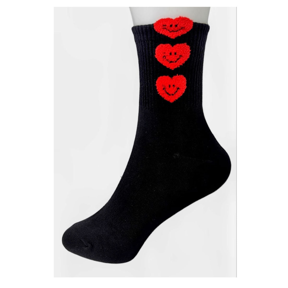 Puffy Heart Half Crew Sock black side | MILK MONEY milkmoney.co | women's accessories. cute accessories. trendy accessories. cute accessories for girls. ladies accessories. women's fashion accessories.